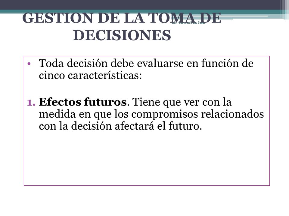 GESTION DE LA TOMA DE DECISIONES