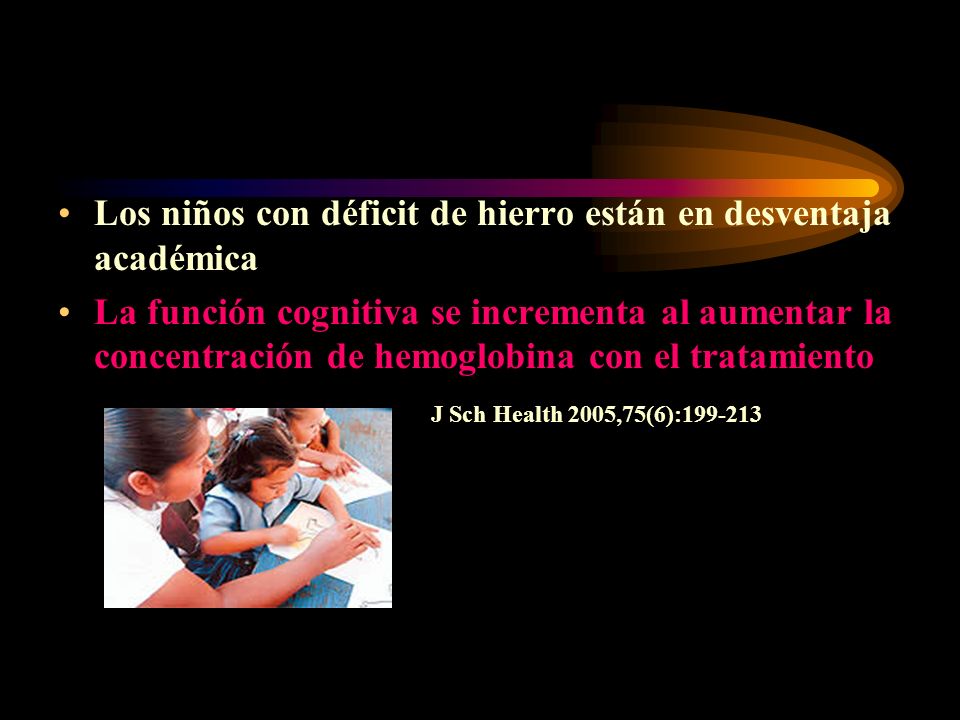 Los niños con déficit de hierro están en desventaja académica