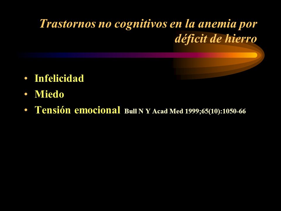 Trastornos no cognitivos en la anemia por déficit de hierro