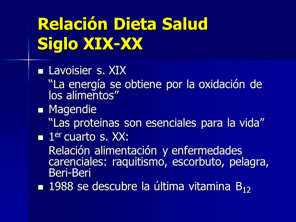 Relación Dieta Salud Siglo XIX-XX