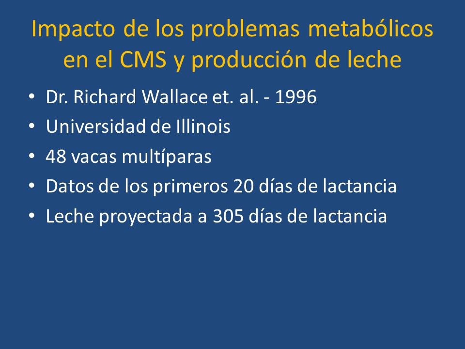 Impacto de los problemas metabólicos en el CMS y producción de leche