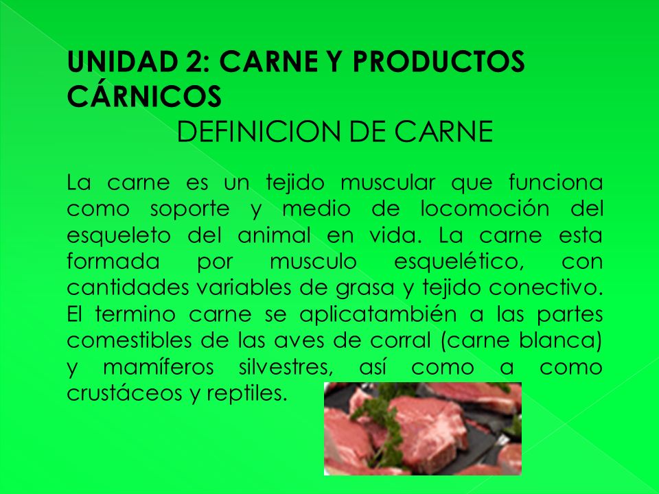 UNIDAD 2: CARNE Y PRODUCTOS CÁRNICOS DEFINICION DE CARNE