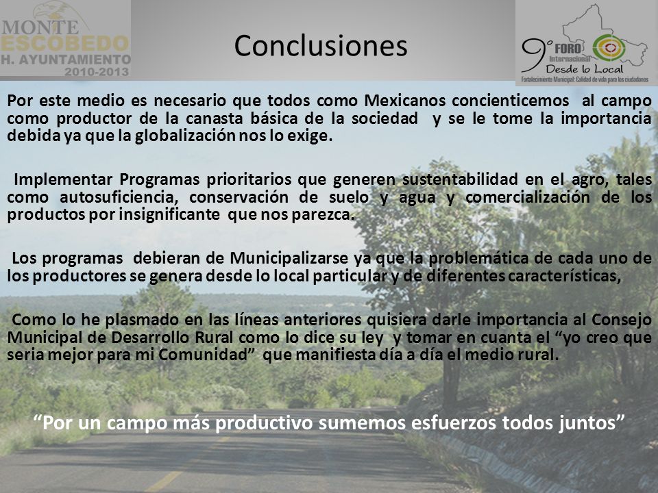 Por un campo más productivo sumemos esfuerzos todos juntos