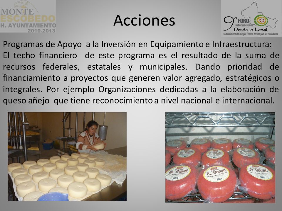 Acciones Programas de Apoyo a la Inversión en Equipamiento e Infraestructura: