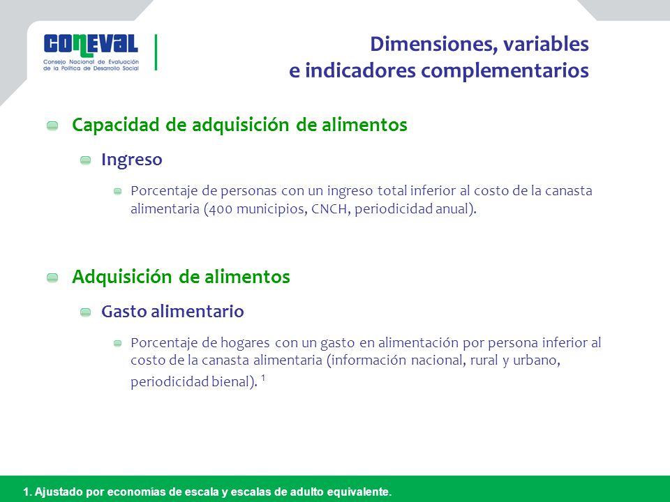 Dimensiones, variables e indicadores complementarios