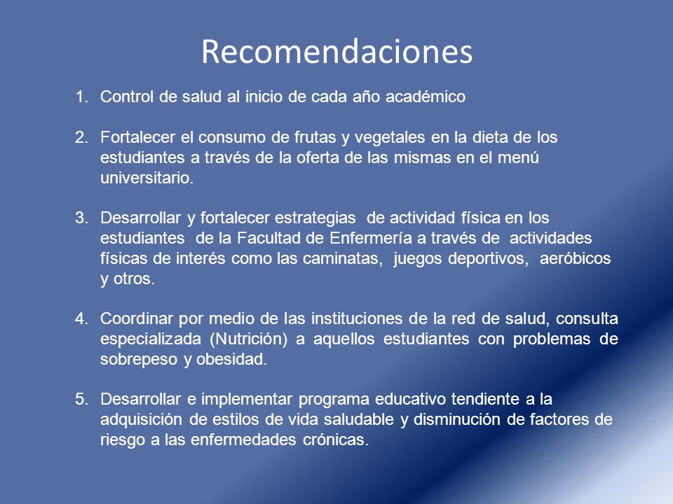 Recomendaciones Control de salud al inicio de cada año académico