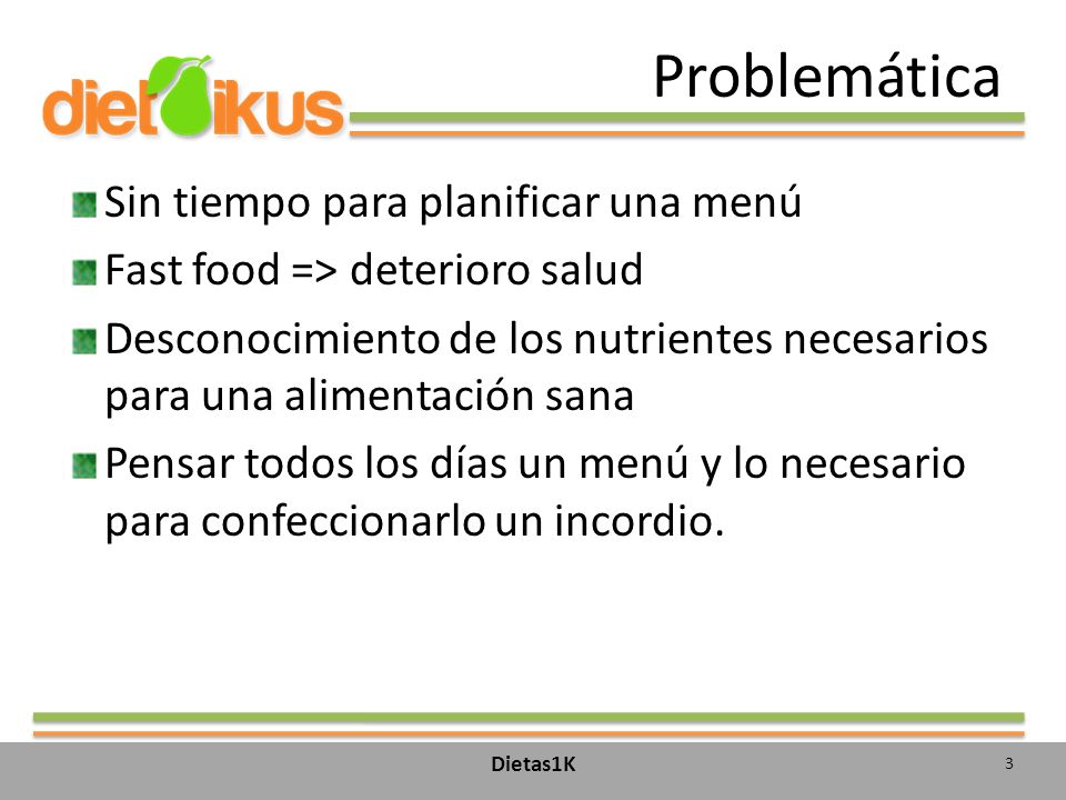 Problemática Sin tiempo para planificar una menú
