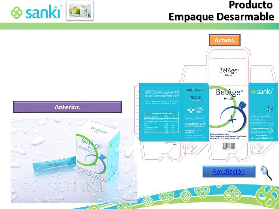 Producto Empaque Desarmable Actual. Anterior. Ampliación