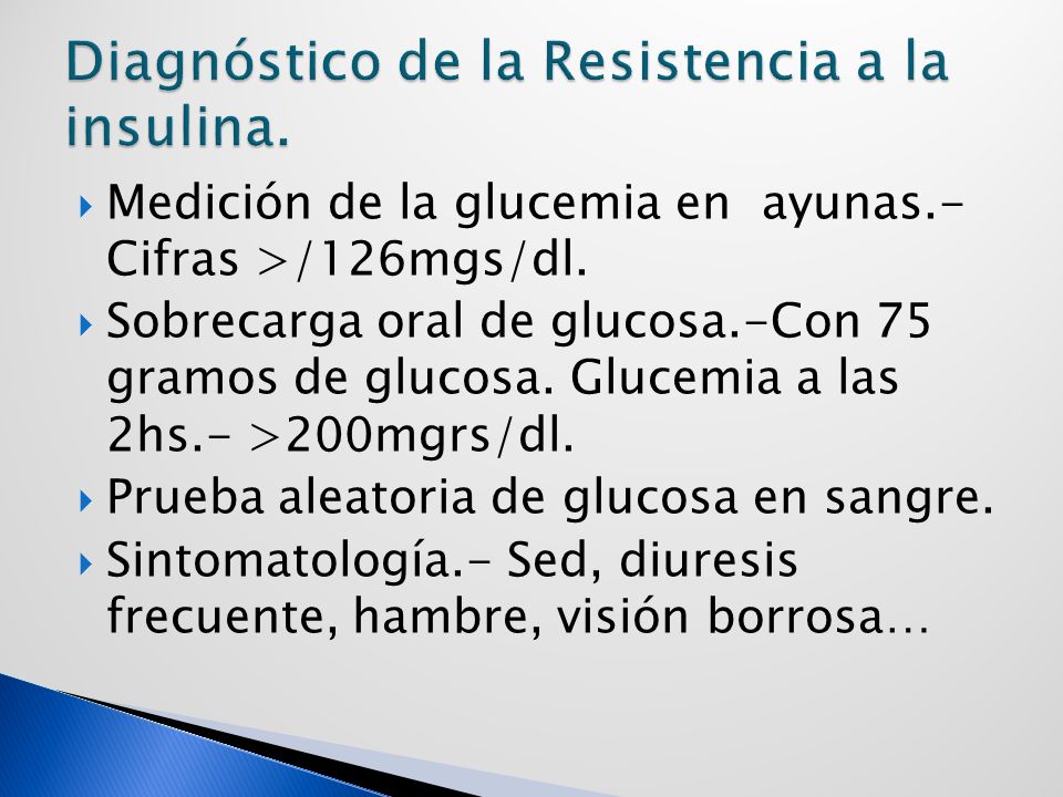 Diagnóstico de la Resistencia a la insulina.