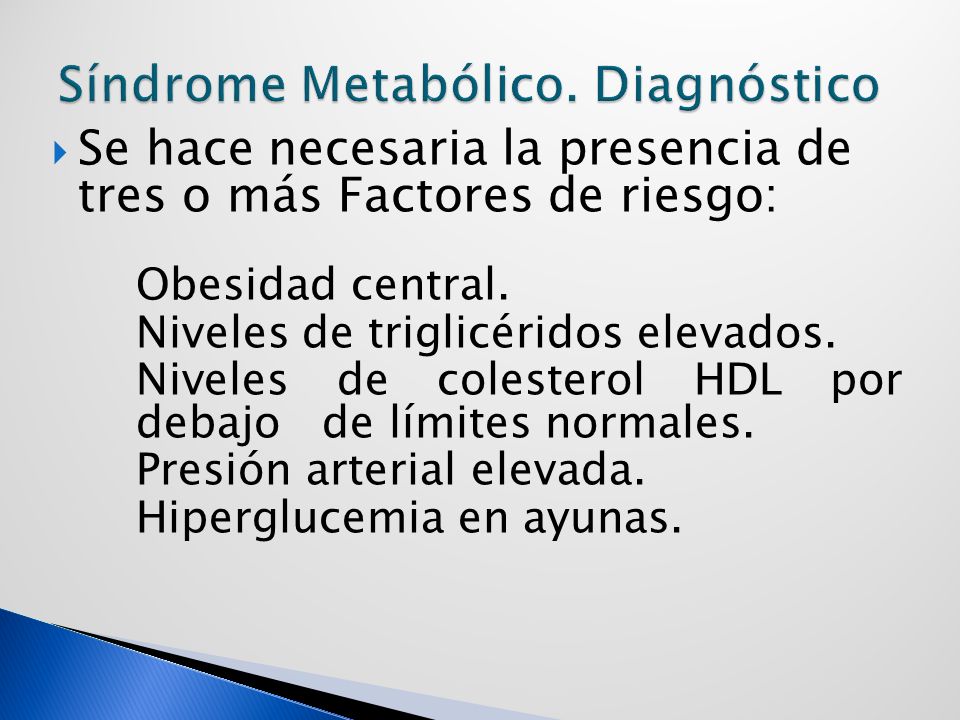Síndrome Metabólico. Diagnóstico