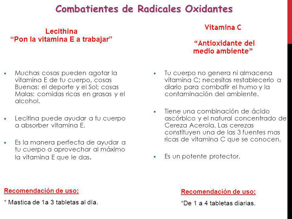 Combatientes de Radicales Oxidantes Pon la vitamina E a trabajar