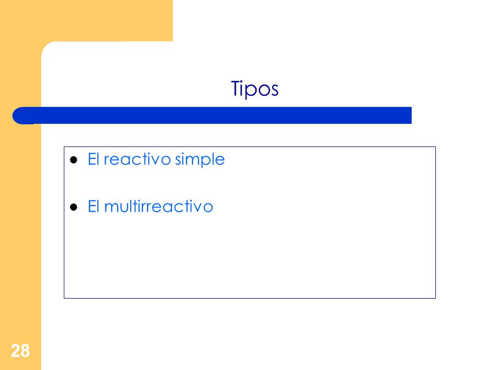 Tipos El reactivo simple El multirreactivo