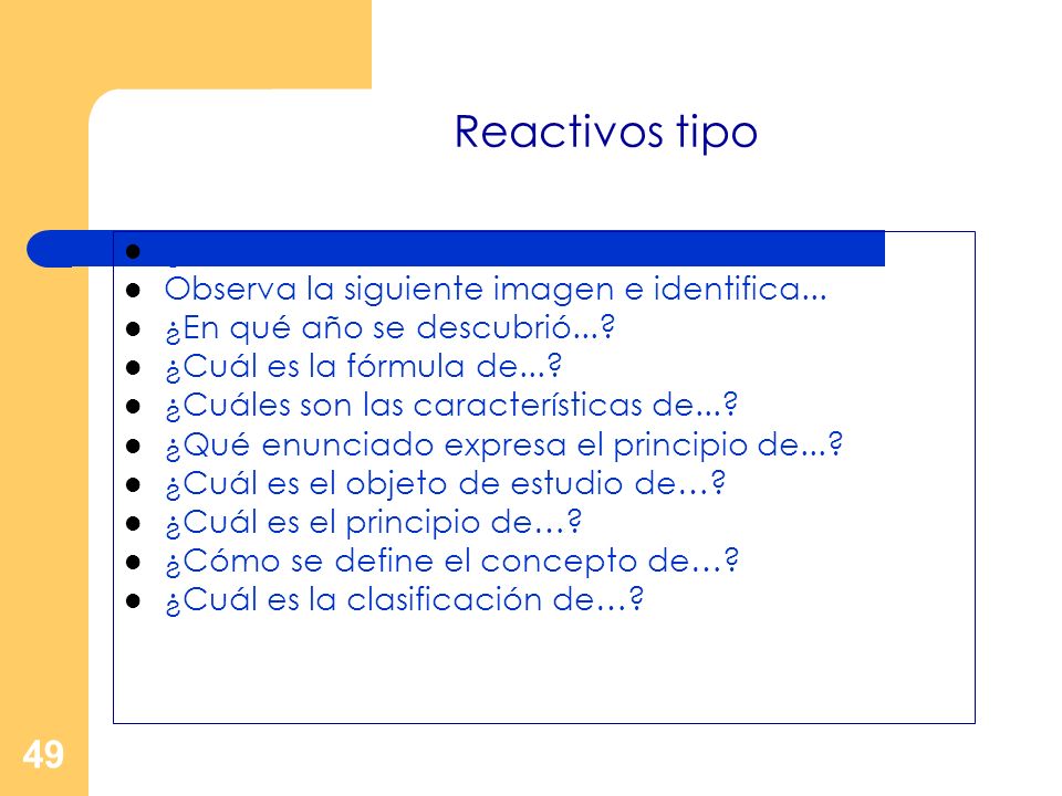 Reactivos tipo ¿Qué enunciado define el término de...