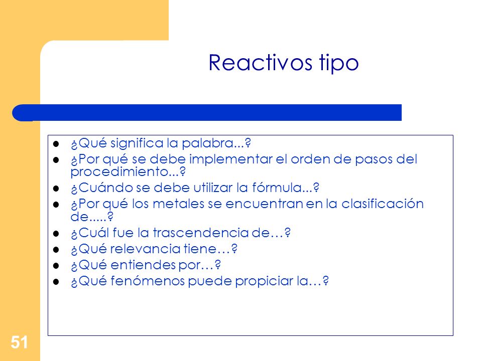 Reactivos tipo ¿Qué significa la palabra...