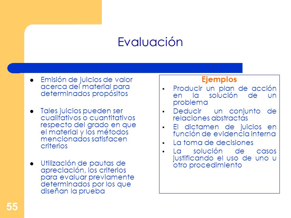 Evaluación Emisión de juicios de valor acerca del material para determinados propósitos.