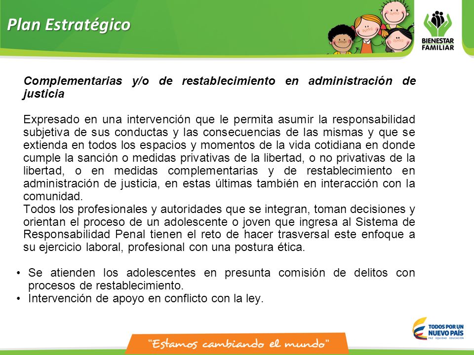 Plan Estratégico Complementarias y/o de restablecimiento en administración de justicia.
