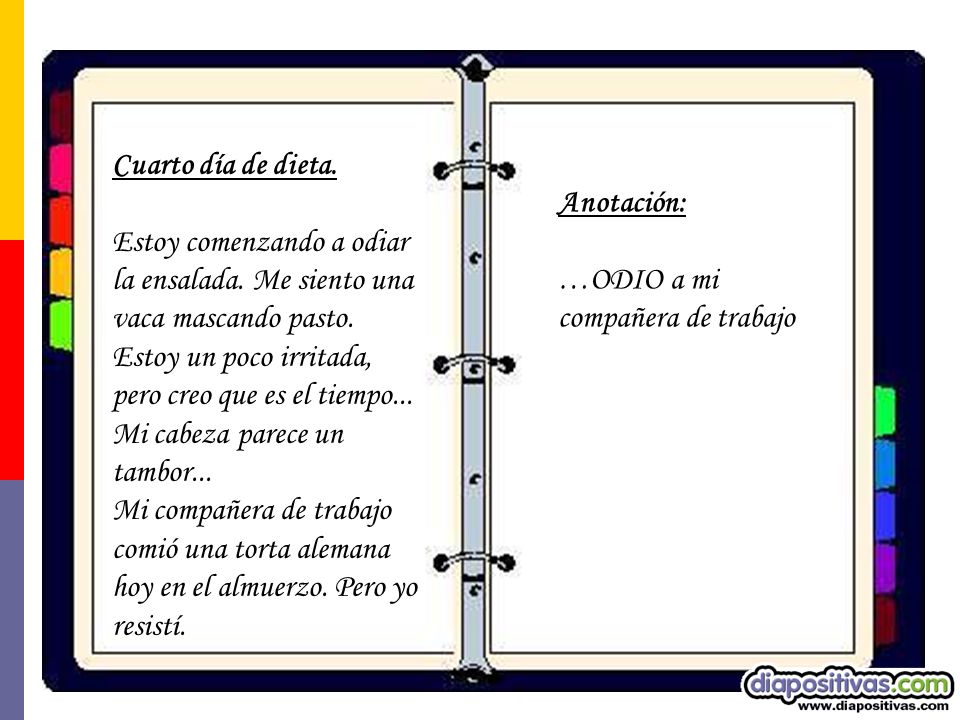 Cuarto día de dieta. Estoy comenzando a odiar la ensalada. Me siento una vaca mascando pasto.