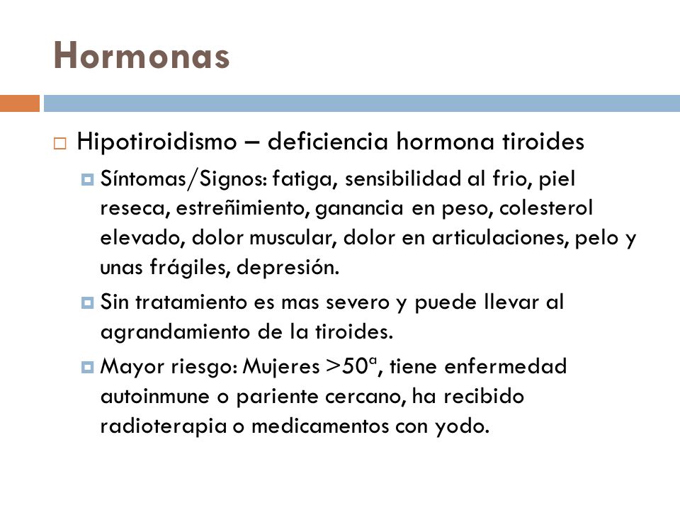 Hormonas Hipotiroidismo – deficiencia hormona tiroides