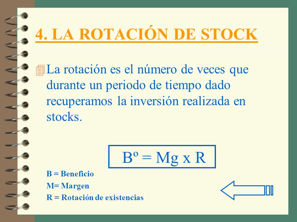 4. LA ROTACIÓN DE STOCK Bº = Mg x R