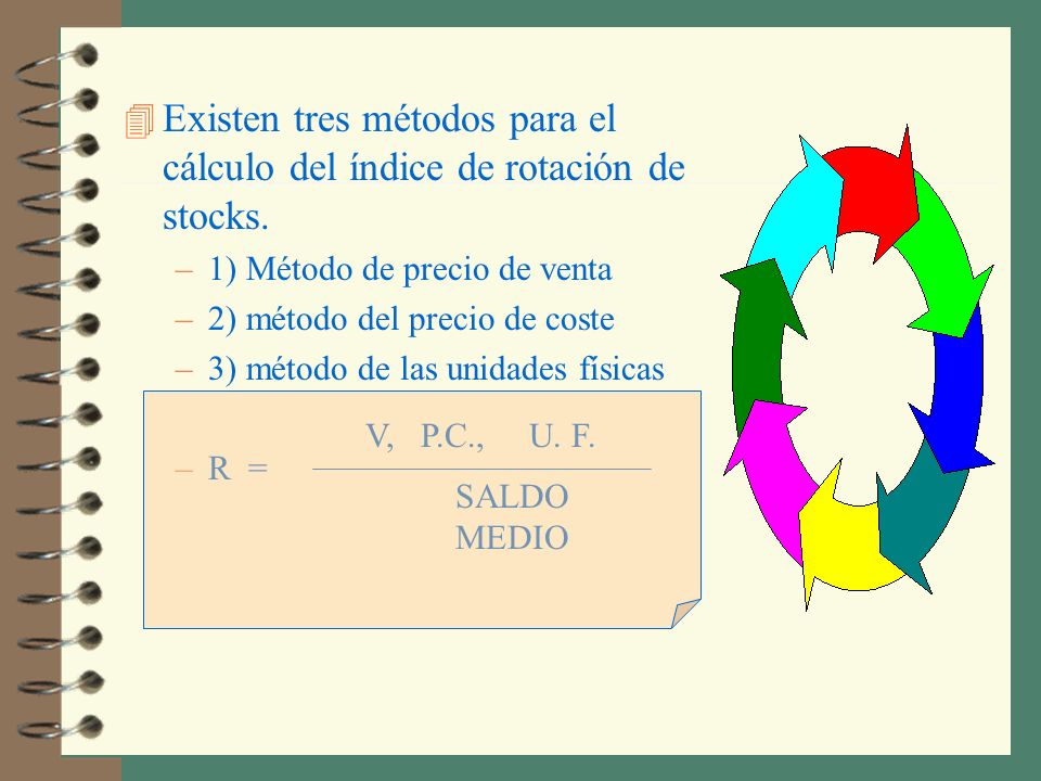 Existen tres métodos para el cálculo del índice de rotación de stocks.
