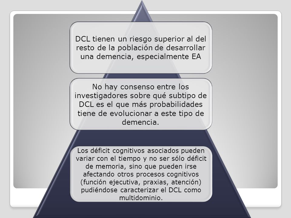 DCL tienen un riesgo superior al del resto de la población de desarrollar una demencia, especialmente EA