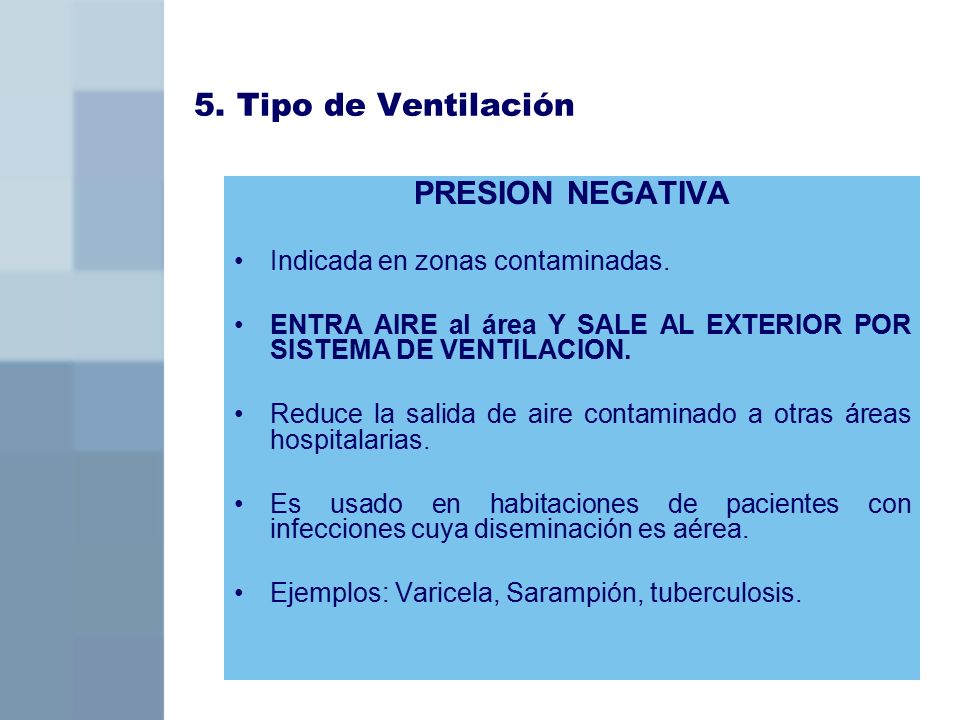 5. Tipo de Ventilación PRESION NEGATIVA