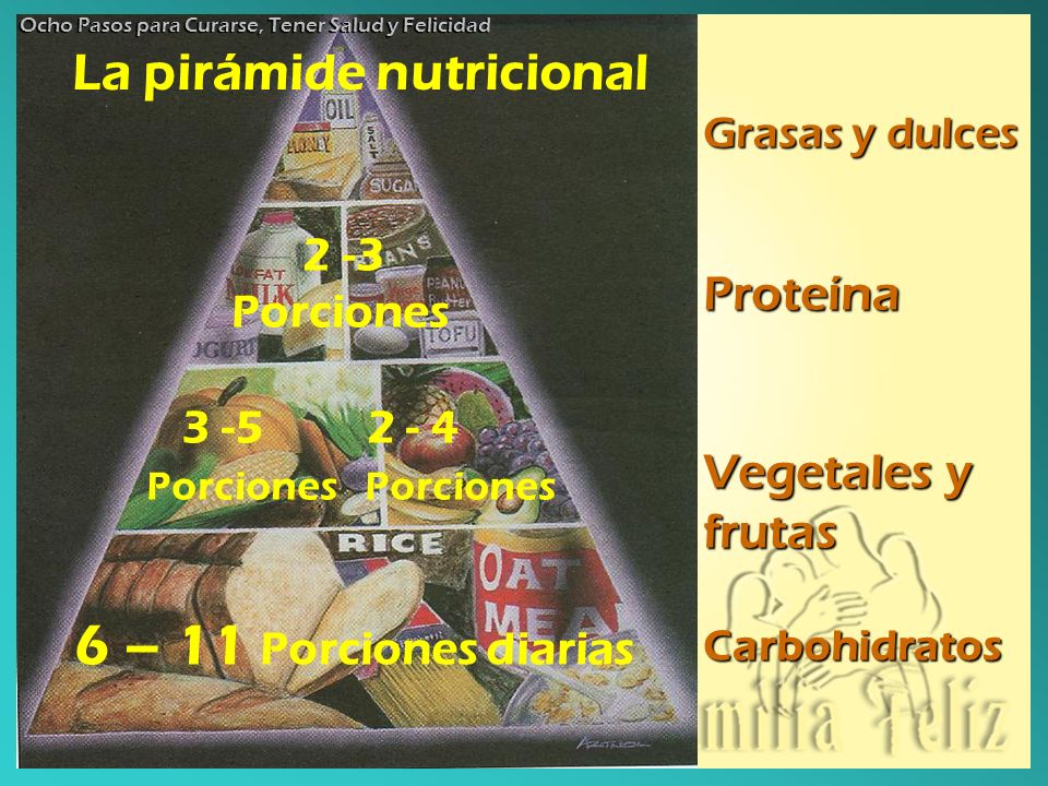 6 – 11 Porciones diarias La pirámide nutricional 2 -3 Porciones