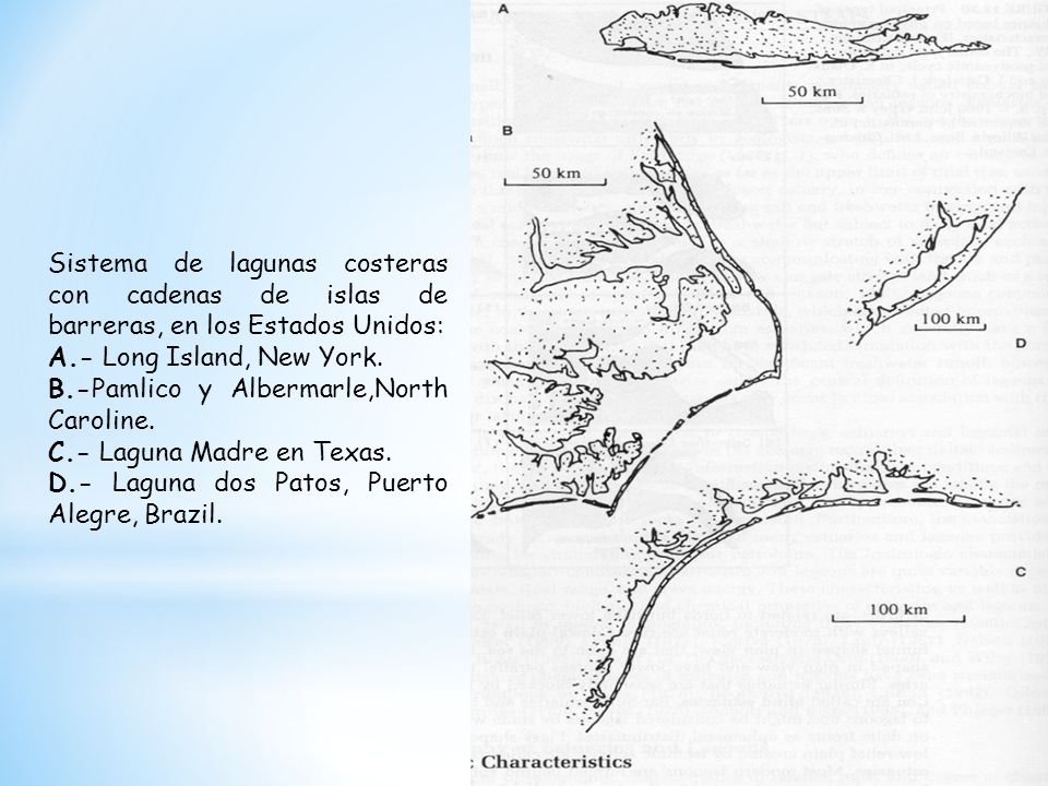 Sistema de lagunas costeras con cadenas de islas de barreras, en los Estados Unidos: