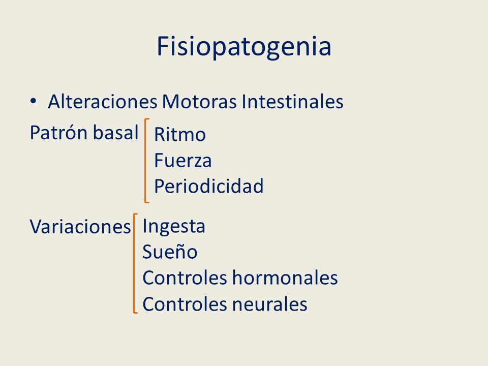Fisiopatogenia Alteraciones Motoras Intestinales Patrón basal Ritmo