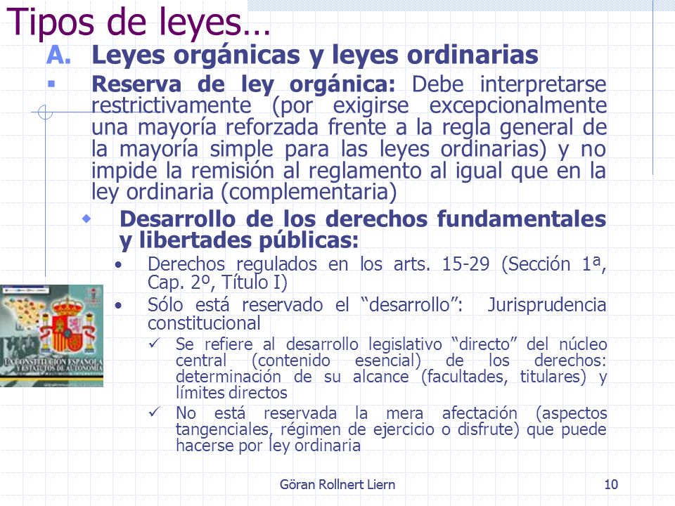Tipos de leyes… Leyes orgánicas y leyes ordinarias