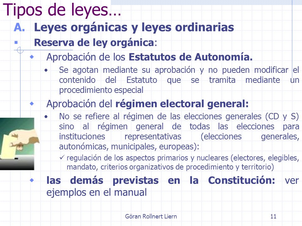 Tipos de leyes… Leyes orgánicas y leyes ordinarias