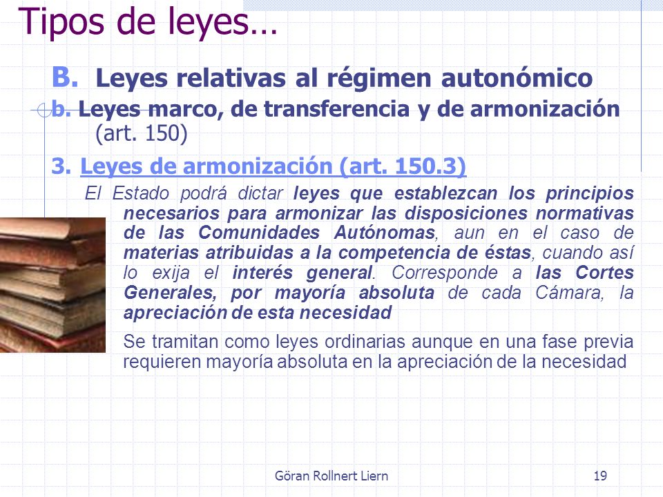 Tipos de leyes… Leyes relativas al régimen autonómico