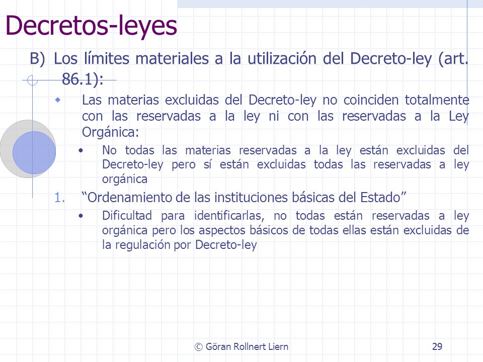 Decretos-leyes B) Los límites materiales a la utilización del Decreto-ley (art. 86.1):