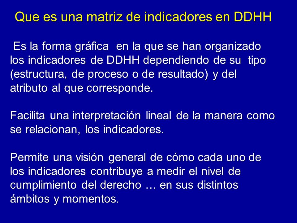 Que es una matriz de indicadores en DDHH