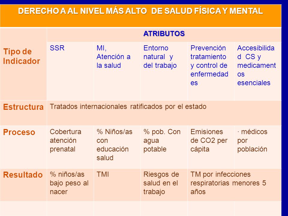 DERECHO A AL NIVEL MÁS ALTO DE SALUD FÍSICA Y MENTAL
