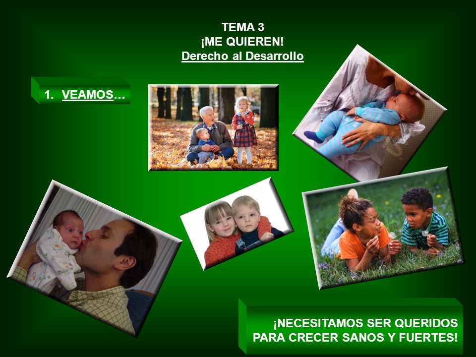 TEMA 3 ¡ME QUIEREN. Derecho al Desarrollo. VEAMOS… ¡NECESITAMOS SER QUERIDOS.
