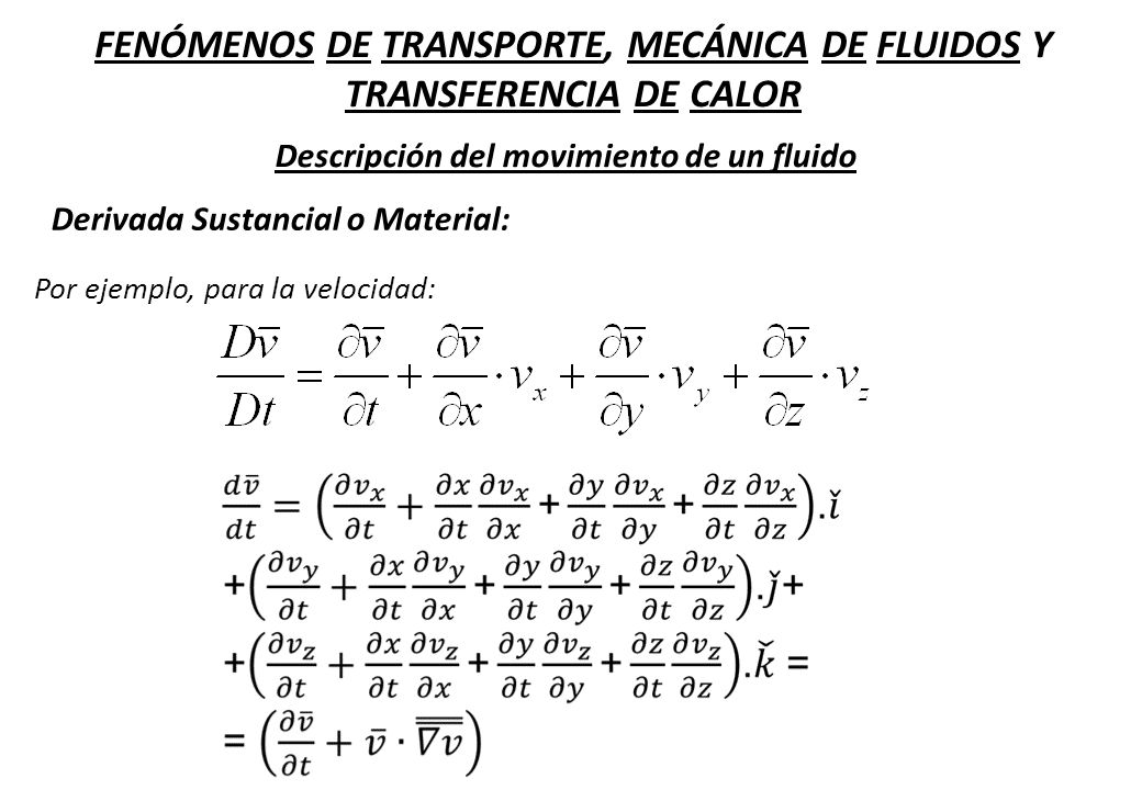 FENÓMENOS DE TRANSPORTE, MECÁNICA DE FLUIDOS Y TRANSFERENCIA DE CALOR