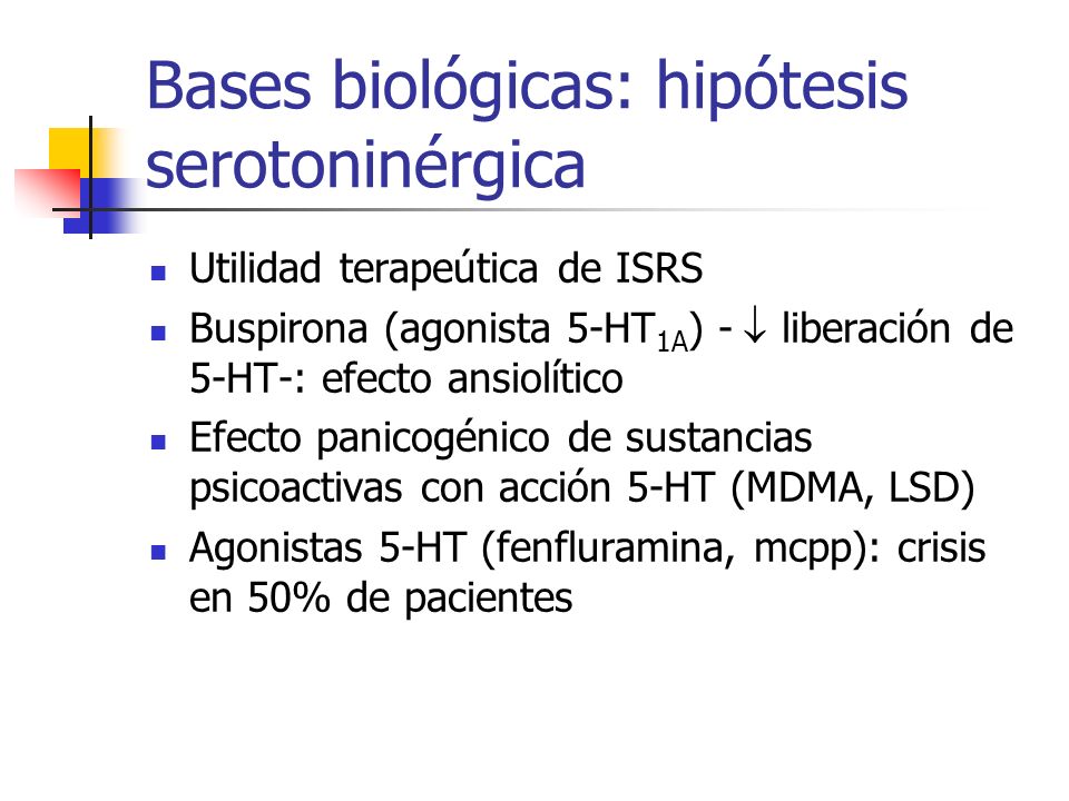 Bases biológicas: hipótesis serotoninérgica