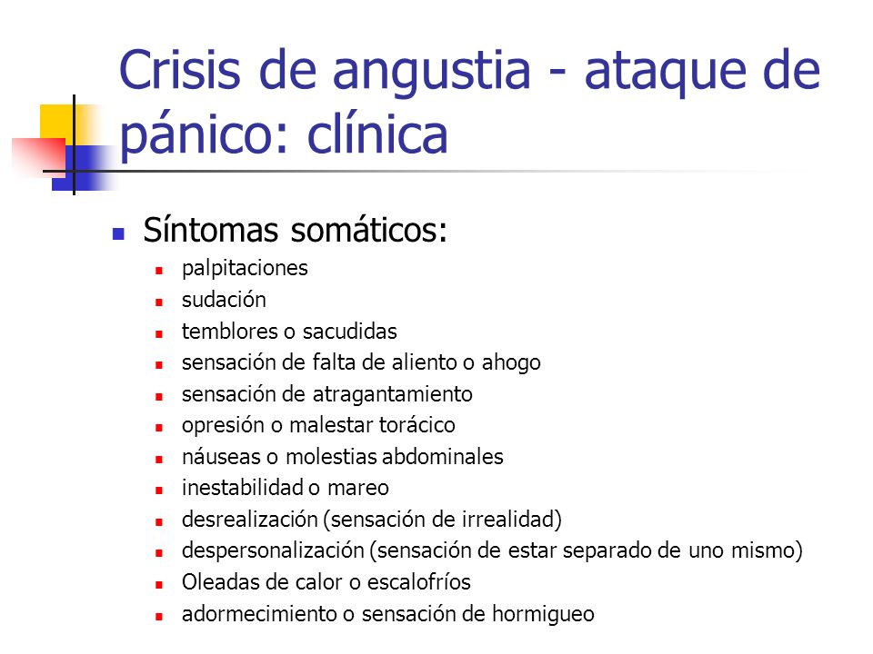 Crisis de angustia - ataque de pánico: clínica