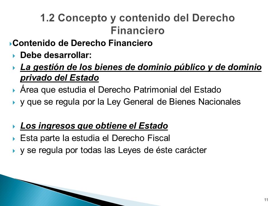 1.2 Concepto y contenido del Derecho Financiero