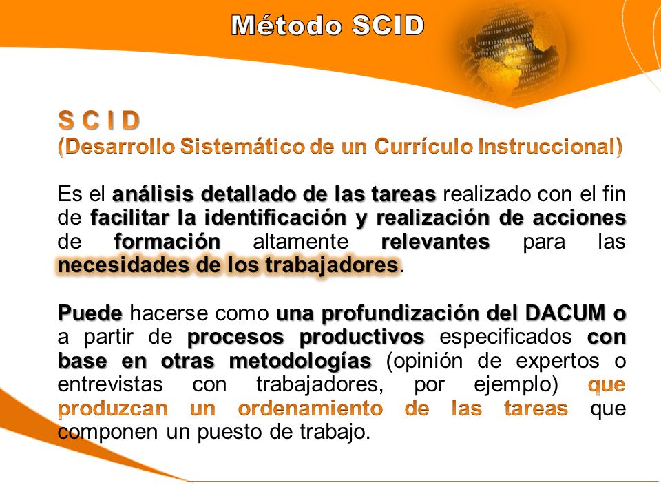 Método SCID S C I D. (Desarrollo Sistemático de un Currículo Instruccional)