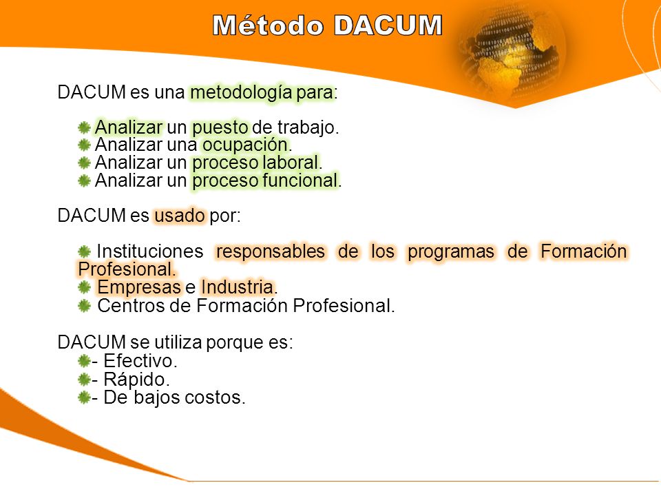 Método DACUM Empresas e Industria. Centros de Formación Profesional.