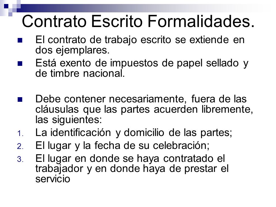 Contrato Escrito Formalidades.