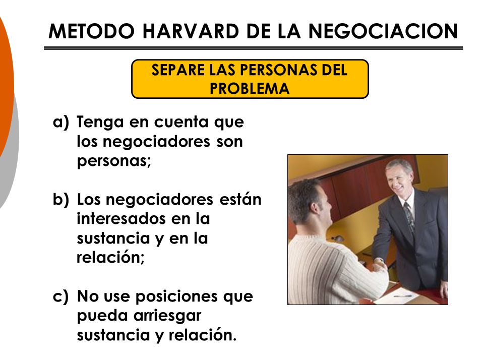 METODO HARVARD DE LA NEGOCIACION SEPARE LAS PERSONAS DEL PROBLEMA