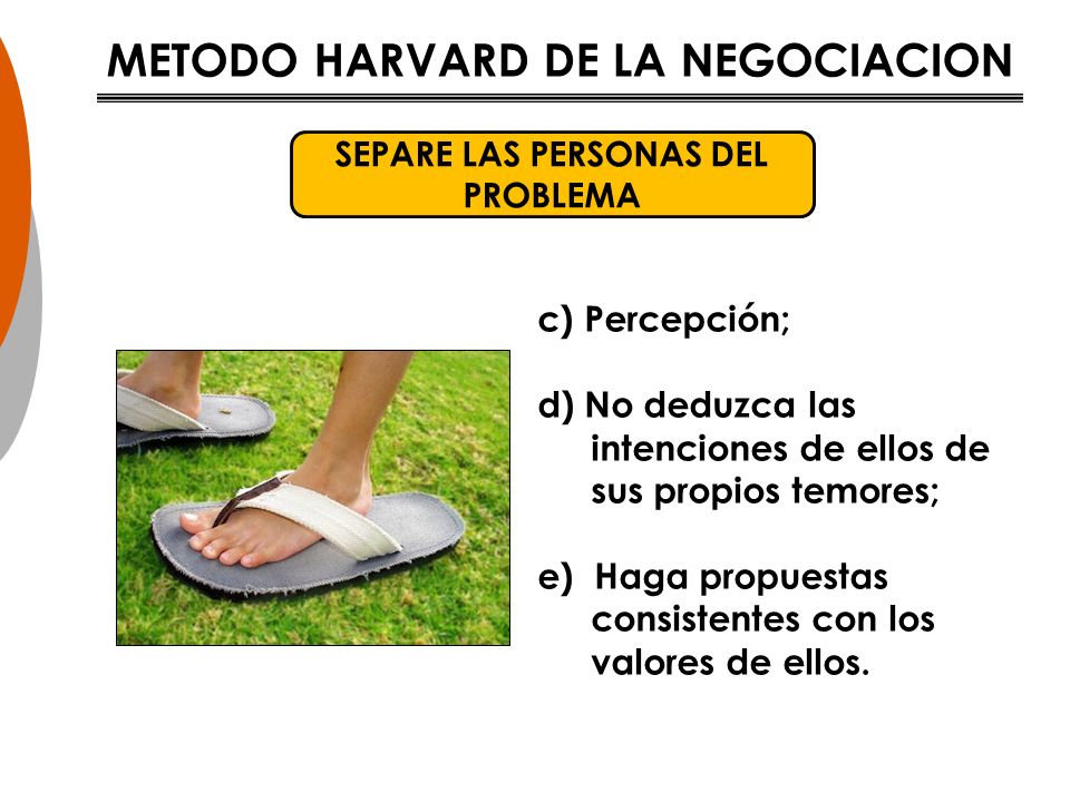 METODO HARVARD DE LA NEGOCIACION SEPARE LAS PERSONAS DEL PROBLEMA