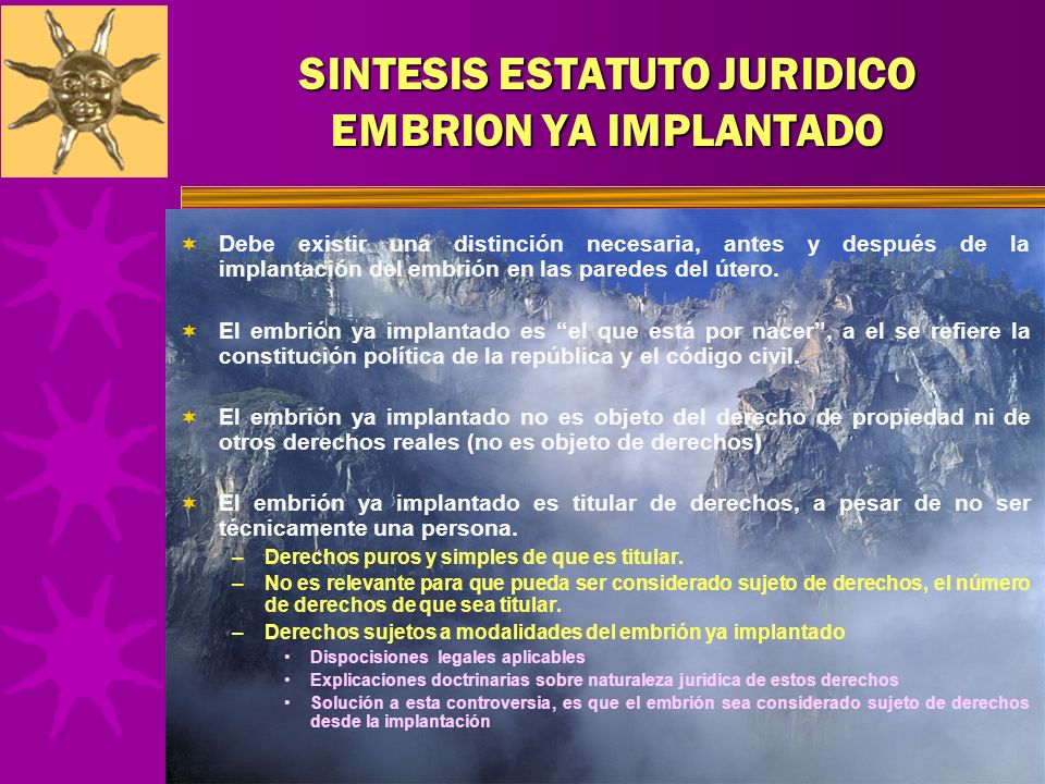 SINTESIS ESTATUTO JURIDICO EMBRION YA IMPLANTADO