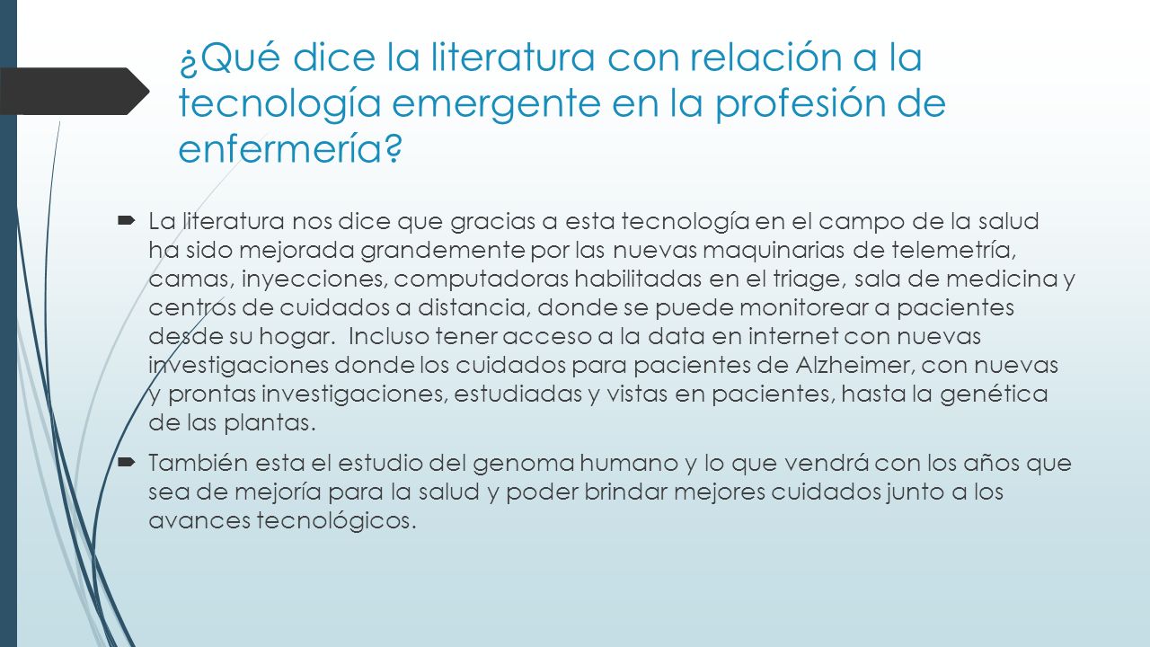 ¿Qué dice la literatura con relación a la tecnología emergente en la profesión de enfermería