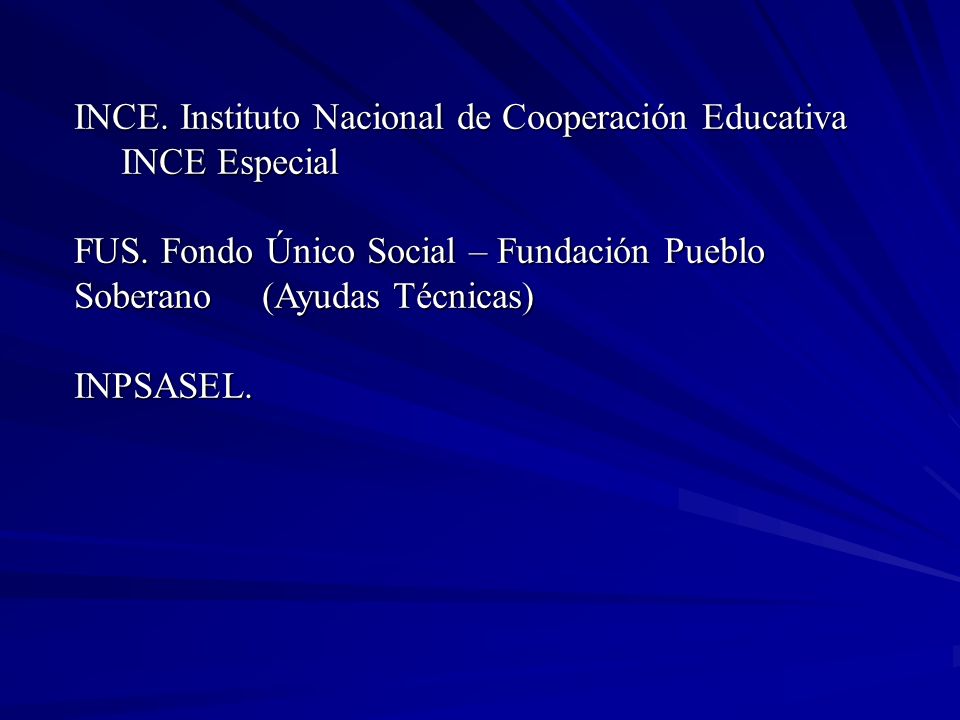 INCE. Instituto Nacional de Cooperación Educativa