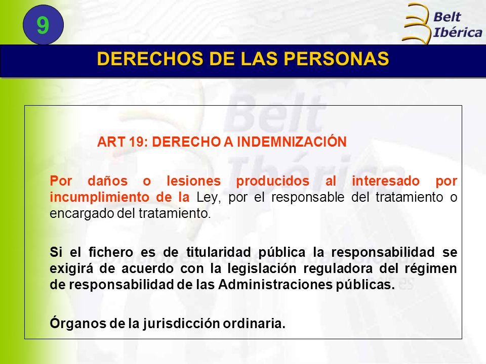 DERECHOS DE LAS PERSONAS ART 19: DERECHO A INDEMNIZACIÓN