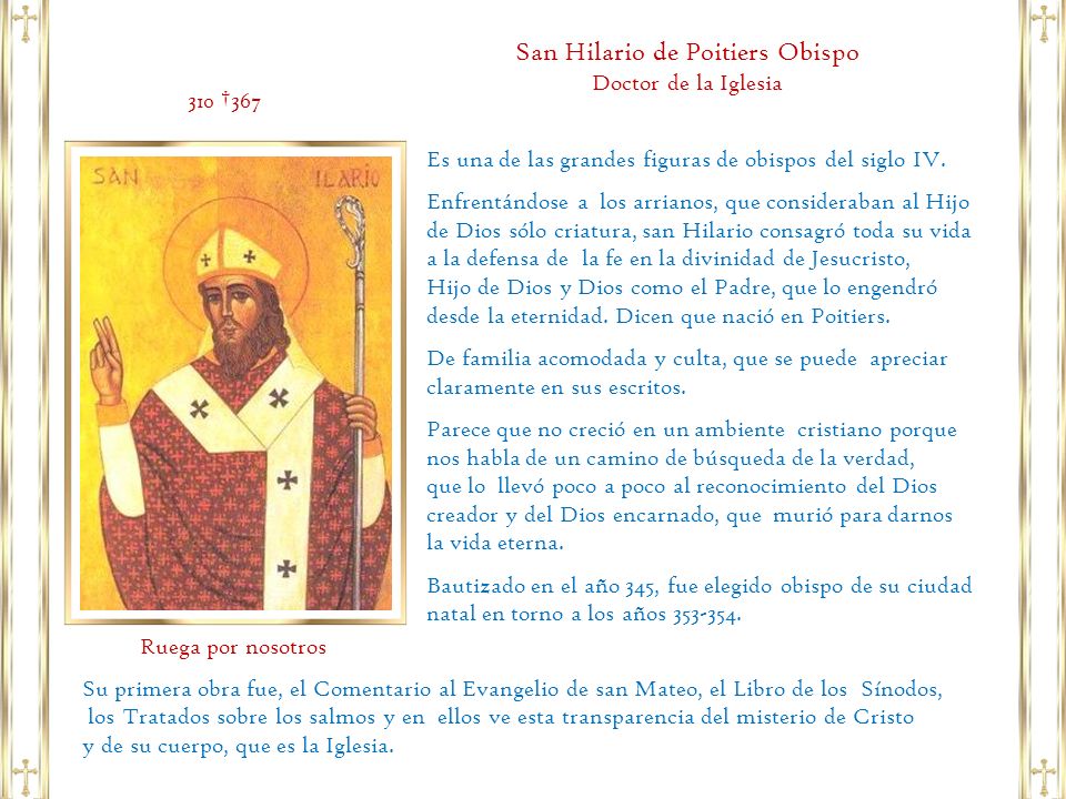 San Hilario de Poitiers Obispo Doctor de la Iglesia